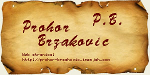 Prohor Brzaković vizit kartica